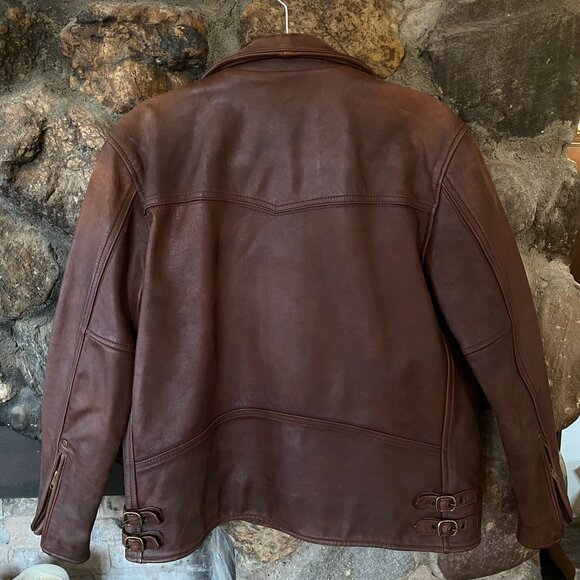 Frye Mens Leather Moto Jacket "Corey" Size Small, Dark Brown, Like New - Picture 2 of 11